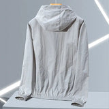 2023 Summer Men's Windbreaker Big Size Sun Protection Clothing Korean Style Ultra-thin Streetwear Zipper Hooded Jackets Man - Lootquake