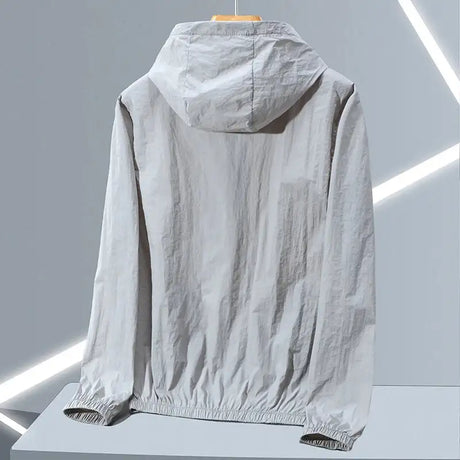 2023 Summer Men's Windbreaker Big Size Sun Protection Clothing Korean Style Ultra-thin Streetwear Zipper Hooded Jackets Man - Lootquake