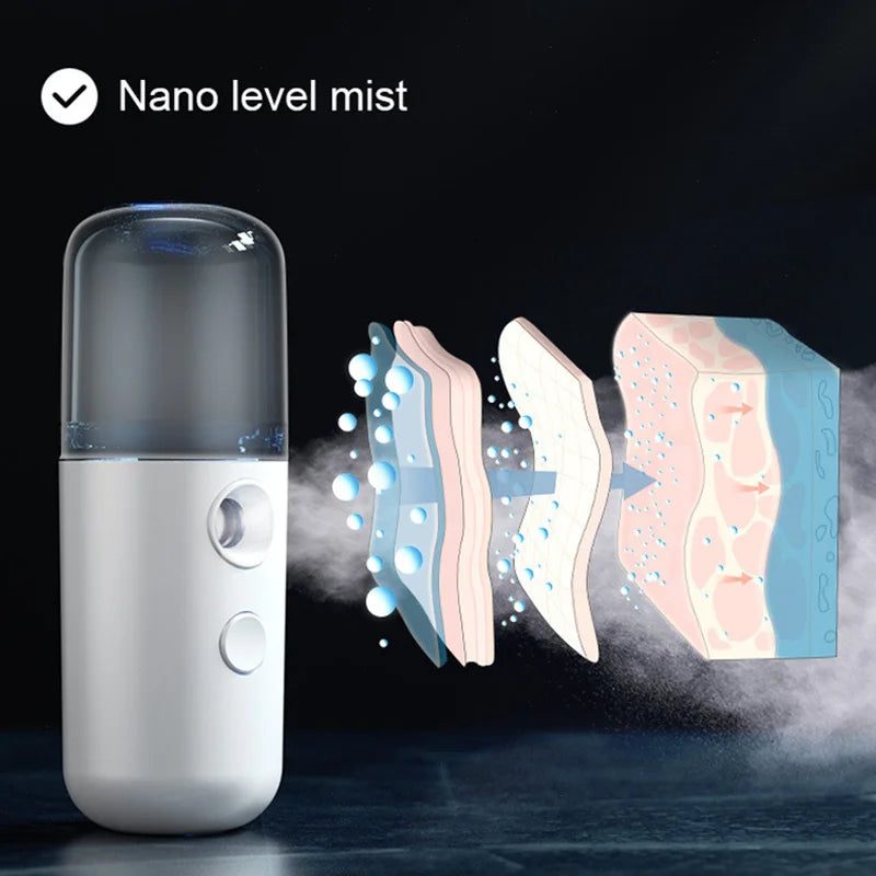 Humidificador facial en aerosol, mini, portátil, con carga, instrumento de belleza, máquina de pulverización fría, vaporizador facial.