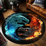 Tapis rond imprimé Yin Yang Dragon et Phénix pour la maison, le salon, la chambre à coucher, antidérapant, lavable, en flanelle
