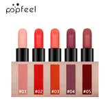 High Quality Popfeel Waterproof Lasting Matte Luxury Velvet Lipstick Make up Smudge-Free Pigmented Lipsticks Lip Gloss Cosmetics