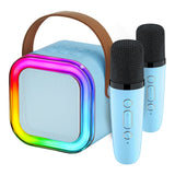 Máquina de karaoke Bluetooth 5.3 con micrófono inalámbrico y luces LED ajustables, mini altavoz para niños y adultos.