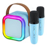 Máquina de karaoke Bluetooth 5.3 con micrófono inalámbrico y luces LED ajustables, mini altavoz para niños y adultos.