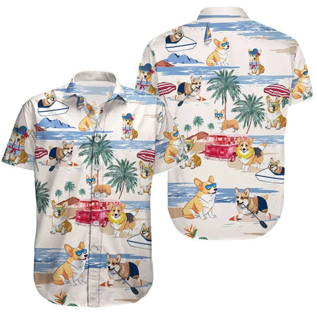 3D Full Print Hawaiian Dachshund Graphic Shirt For Men Summer Casual Button Up Surfing Beach Shirts Blusas Mens Oversize Tee Top - Lootquake