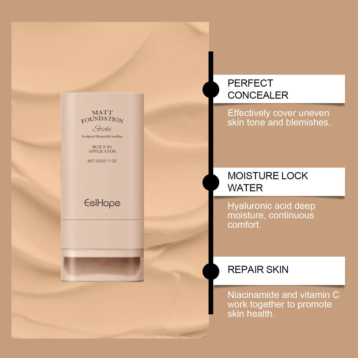 Corrector en crema Eelhope, maquillaje de larga duración, cobertura total, ligero, resistente al agua, corrector facial, cosméticos.