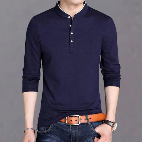 Unicolor Pullover Gym Mens Polo Shirts 100℅ Cotton Plain Male Sweatshirts Quotes Long Sleeve Regular Fit Designer Korean Autumn - Lootquake