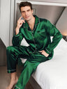 Men Pajama Sets Microfiber Sleepwear For Sleeping Man Shirt Silk Long Sleeve Pyjama Male Home Night Wear Plus Size Loungewear