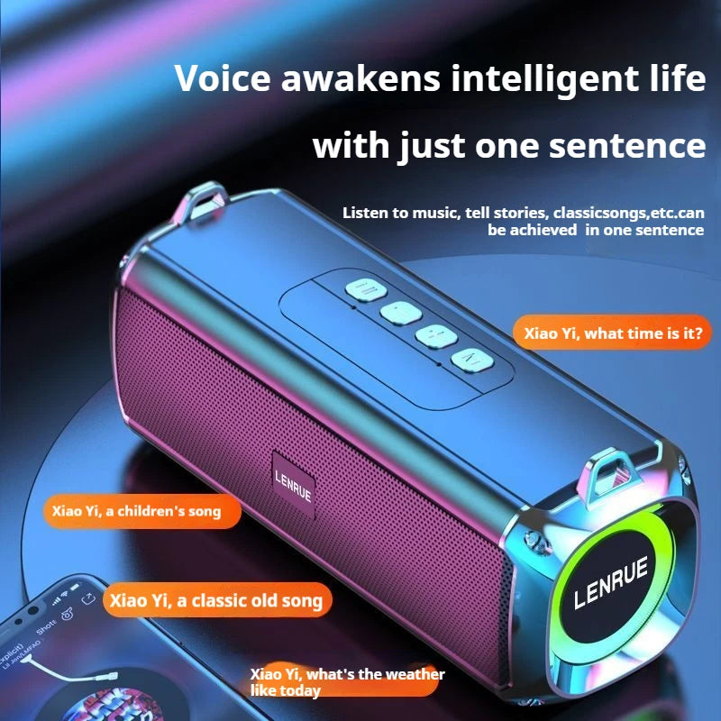 Altavoz Bluetooth portátil estéreo envolvente de 20 W con graves impactantes y luz colorida, subwoofer inalámbrico resistente al agua, boombox para karaoke en casa