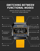 Men's Watch Business Sports Multifunctional Alarm Clock Waterproof Silicone Strap Male Student Fashion Electronic Wristwatches - Lootquake