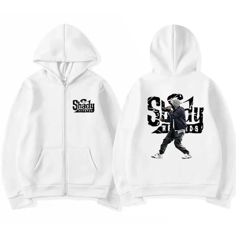 Rapper Eminem Slim Shady Music Rap Fashion Zip Up Hoodie Hip Hop Oversized Hooded Zipper Sweatshirt Casual Streetwear Coats Male - Lootquake