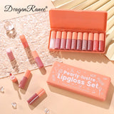 Pearlescent Liquid Lipstick Set 10pcs Waterproof Long Wearing Lip Gloss Shiny Moisturizing Non Fade Mini Lip Glaze makeup