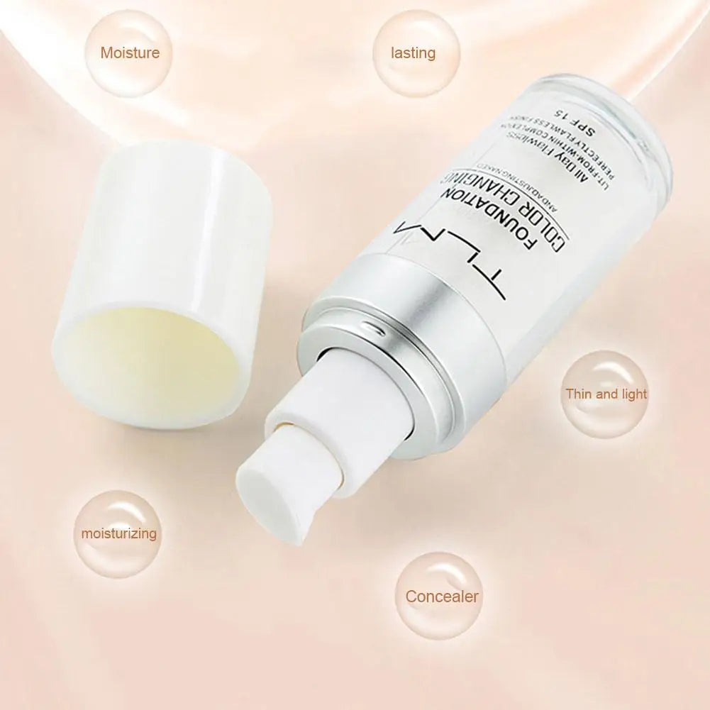 Base de maquillaje líquida que cambia de color, disimula arrugas y líneas de expresión, crema BB, corrector, prebase hidratante, para todo tipo de piel, FPS 15.
