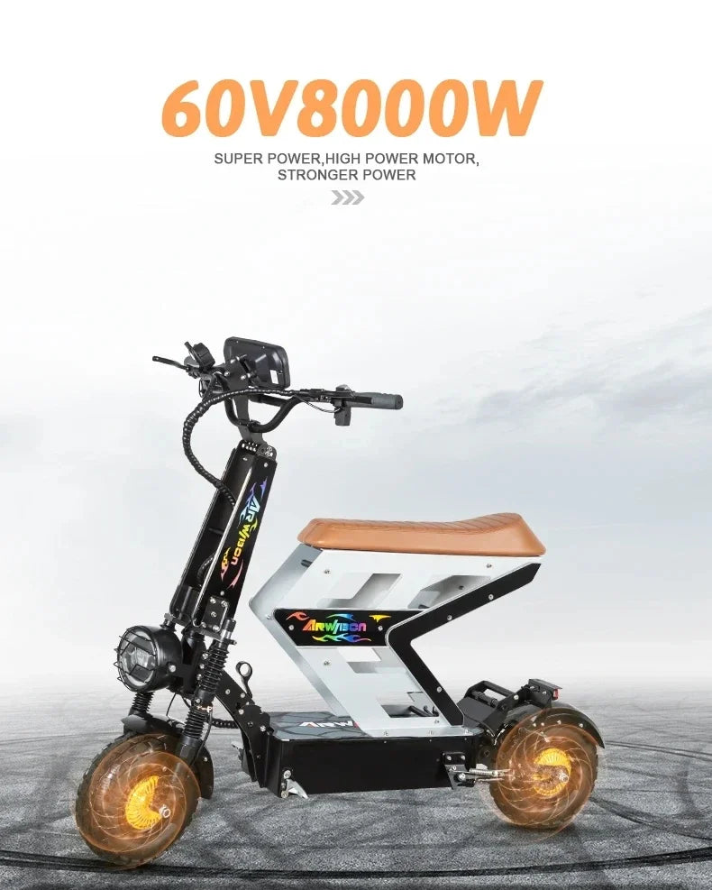 m10 8000W 60V 65AH large electric scooter max speed 90-120km/H 13inch off-road tyres lcd display removable large seat  escooter