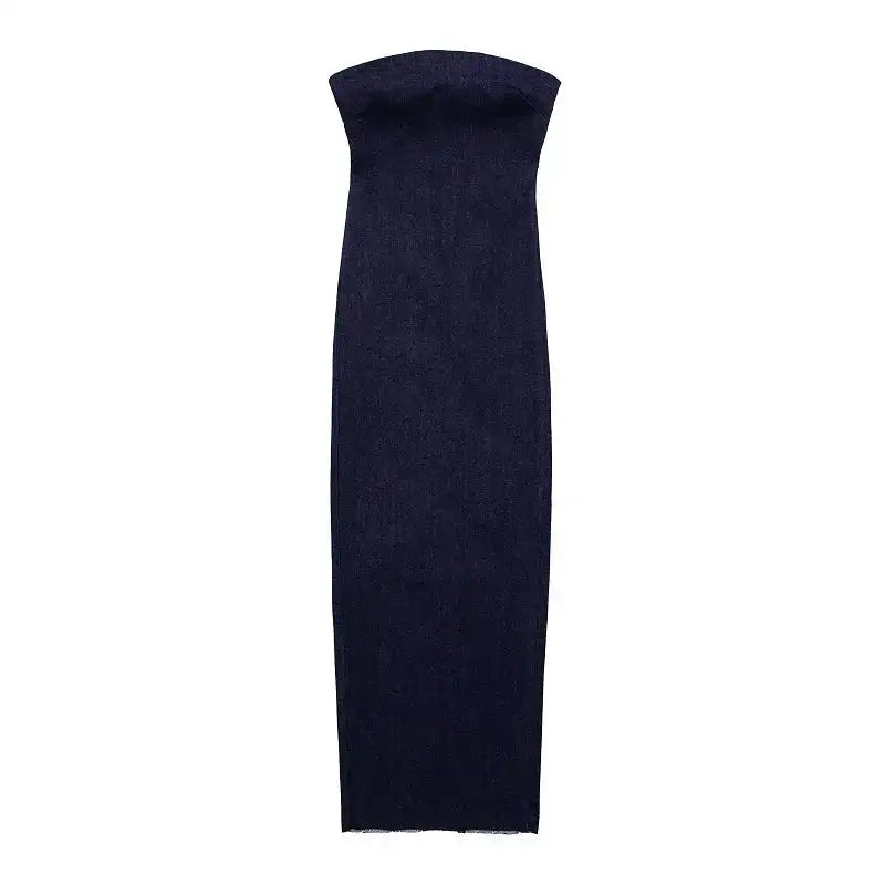 TRAF Off Shoulder Denim Dress Woman Blue Corset Long Dress Women Midi Bodycon Dresses For Women 2023 Elegant Party Dresses - Lootquake