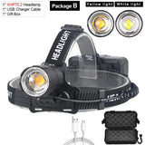 XHP70.2 Use 3*18650 batteries Led Headlamp XHP70 Most Powerful Yellow or White Led Headlight Fishing Camping ZOOM Torch