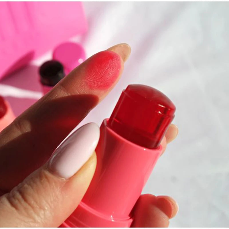 Milk Jelly Lipstick Blush Stick Moisturized Blusher Rouge Cream Shimmer Powder Blusher Stick Beauty Makeup for Women and Girls