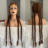 32 Inch Senegalese Twist Lace Front Wig | 4 Twist Cornrow | With Baby Hair | Synthetic Crochet Braids