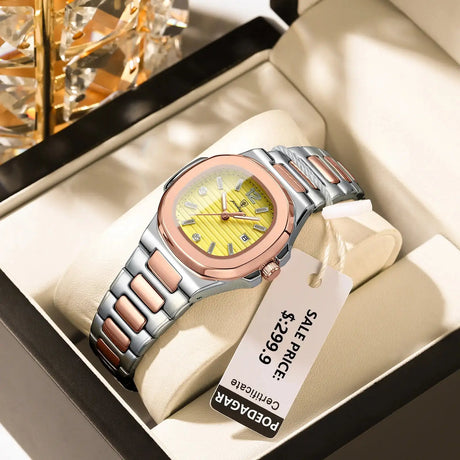 POEDAGAR Luxury Square Watch For Woman Luminous Waterproof Date Ladies Watch Elegant Women's Quartz Watches Simple Female Clock - Lootquake