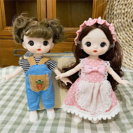 Dolls Clothes Suit For 16cm Doll Dress Up Accessories Sleeveless Top Casual Pants Denim Grid Dress Skirt Daily Wear Accessories - Lootquake