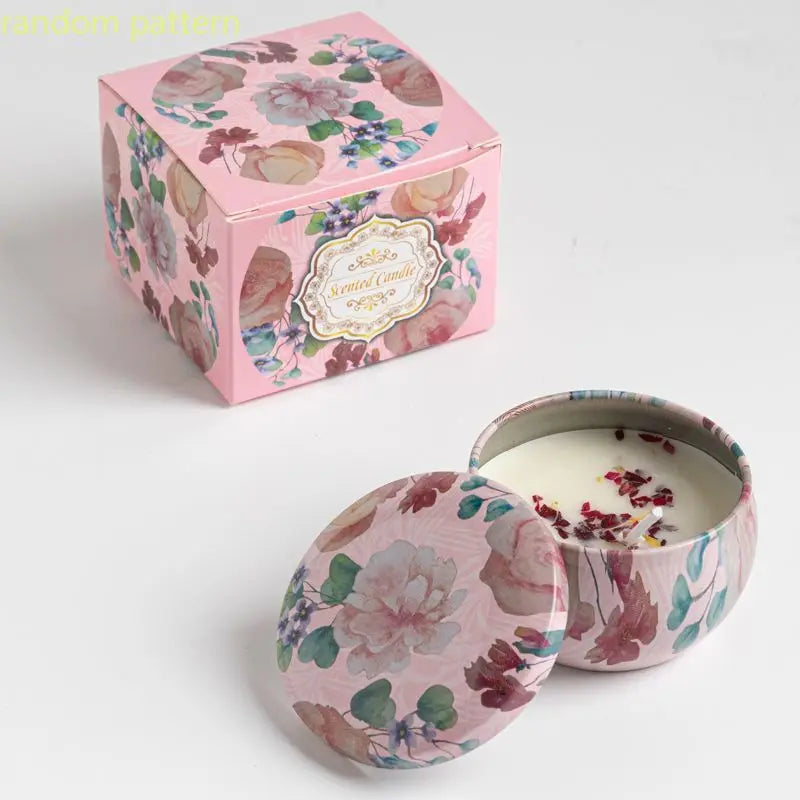 Velas aromáticas de osmanthus y gardenia con pétalos. Pequeñas velas aromáticas románticas para cumpleaños de niñas. Aromaterapia para el hogar.