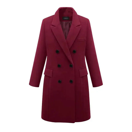 Autumn Winter Women's Woolen Jacket Long Windbreaker Double Breasted Slim Fit Coat - Lootquake