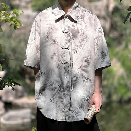 M-5XL Plus Size Men Chinese Traditional Short Sleeve Tang Kung Fu Uniform Men's Summer Streetwear Bamboo Printed Shirt for Mens - Lootquake