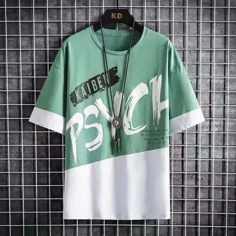 Men Casual T Shirt Letter Printed T-Shirt Hip Hop Y2K Streetwear Fashion Sport Gym Summer Washed Tops Men Clothing Trends 반팔 남자 - Lootquake
