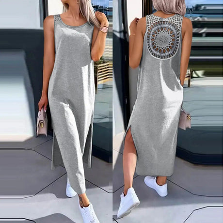 Womens Summer Dress Long Dress Casual Loose Maxi Dresses Beach Outfit 2024 Resort Women Summer Dress Sleeveless Large Nightshirt - Lootquake
