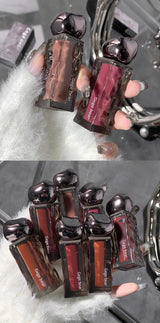 Rouge à lèvres liquide violet foncé, léger, longue tenue, transparent, hydratant, effet miroir, rose pêche, antiadhésif