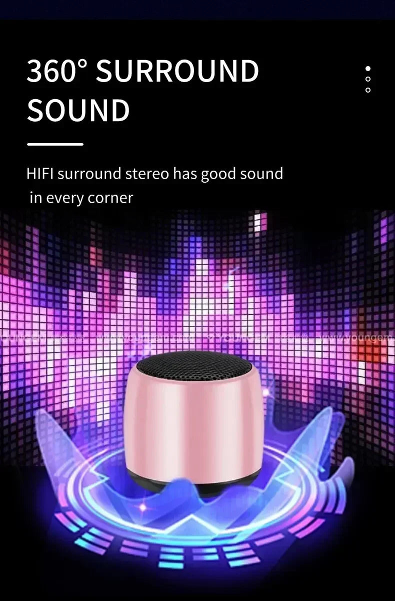 Mini haut-parleur Bluetooth, son HD avec basses, le plus petit haut-parleur sans fil pour téléphone, PC, tablette, avec bouton selfie, fonction d'appel, mignon