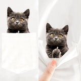 CLOOCL Cotton T-Shirt Red Wine Cat Middle Finger Pattern Printed T-shirt Men's for Women Shirts Casual Pocket Tops Cotton Tees - Lootquake