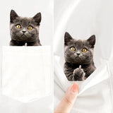 CLOOCL Cotton T-Shirt Red Wine Cat Middle Finger Pattern Printed