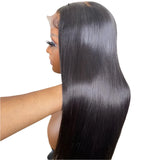 32 Inch Bone Straight T-Part Lace Front Wig | Transparent & Pre-Plucked Brazilian Remy Human Hair