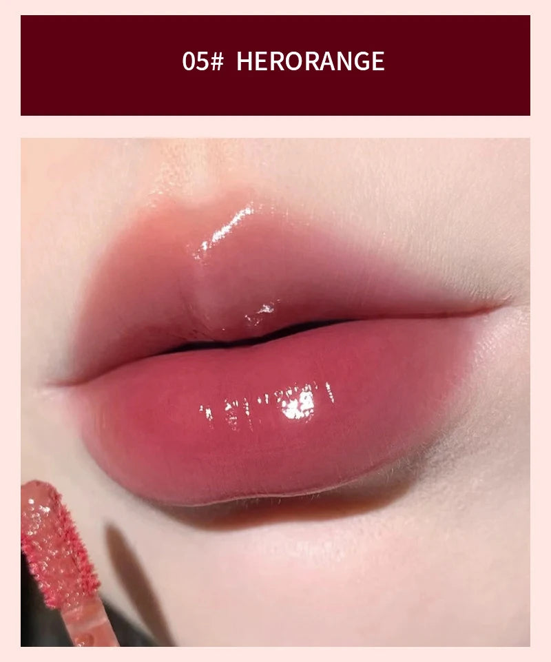 Laque à lèvres légère effet verre HERORANGE - Brillance miroir, formule hydratante ; anti-bavures, longue tenue et éclaircissante pour la peau