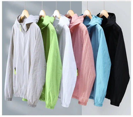 2023 Summer Men's Windbreaker Big Size Sun Protection Clothing Korean Style Ultra-thin Streetwear Zipper Hooded Jackets Man - Lootquake