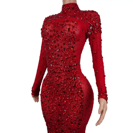 Sexy Party Banquet Evening Dresses Women Sparkly Rhinestone Long Dress Nightclub Singer Stage Costume Festival Clothing Cuixing - Lootquake