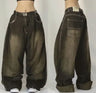 2024 New American Trend Retro Hip-hop Embroidery Pattern Baggy Jeans For Men And Women Y2K Harajuku Gothic Wide Pants Streetwear - Lootquake