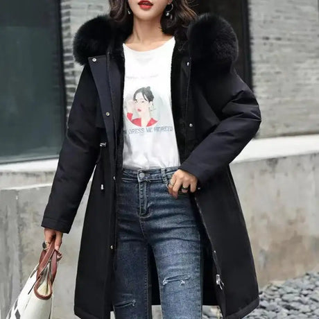 New In Coats & Jackets Women's Winter Padded Jacket Loose Casual Outerwears Fleece Hodded Windbreaker Elegant Office Lady's Coat - Lootquake