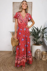 Vestido largo sexy con estampado de vacaciones de verano 2024 para mujer