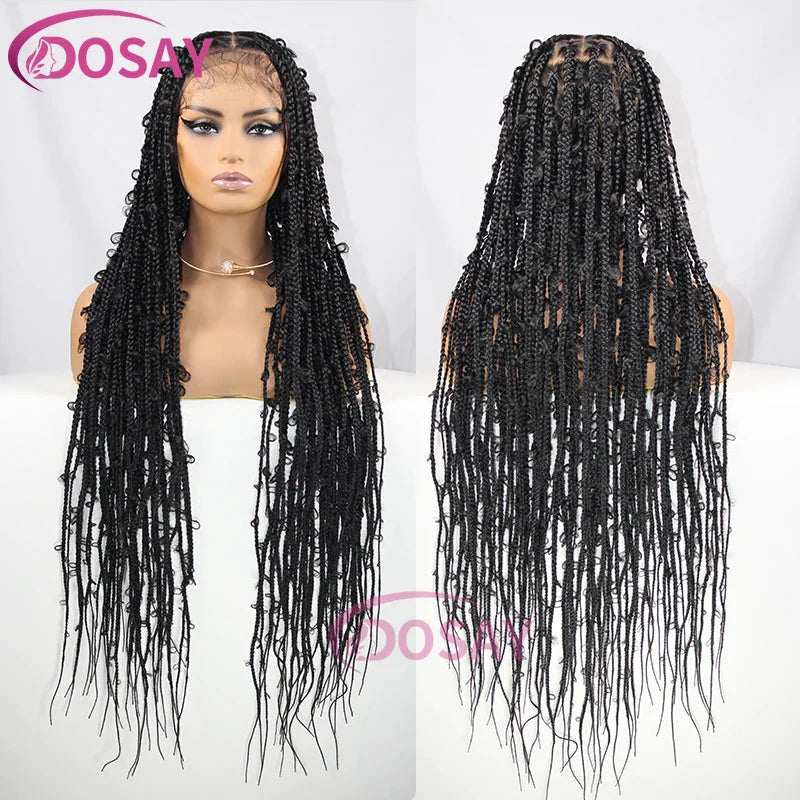 36" Butterfly Braids Wig | 613 Blonde & Burgundy Accents | Full Lace | Goddess Locs & Box Braids