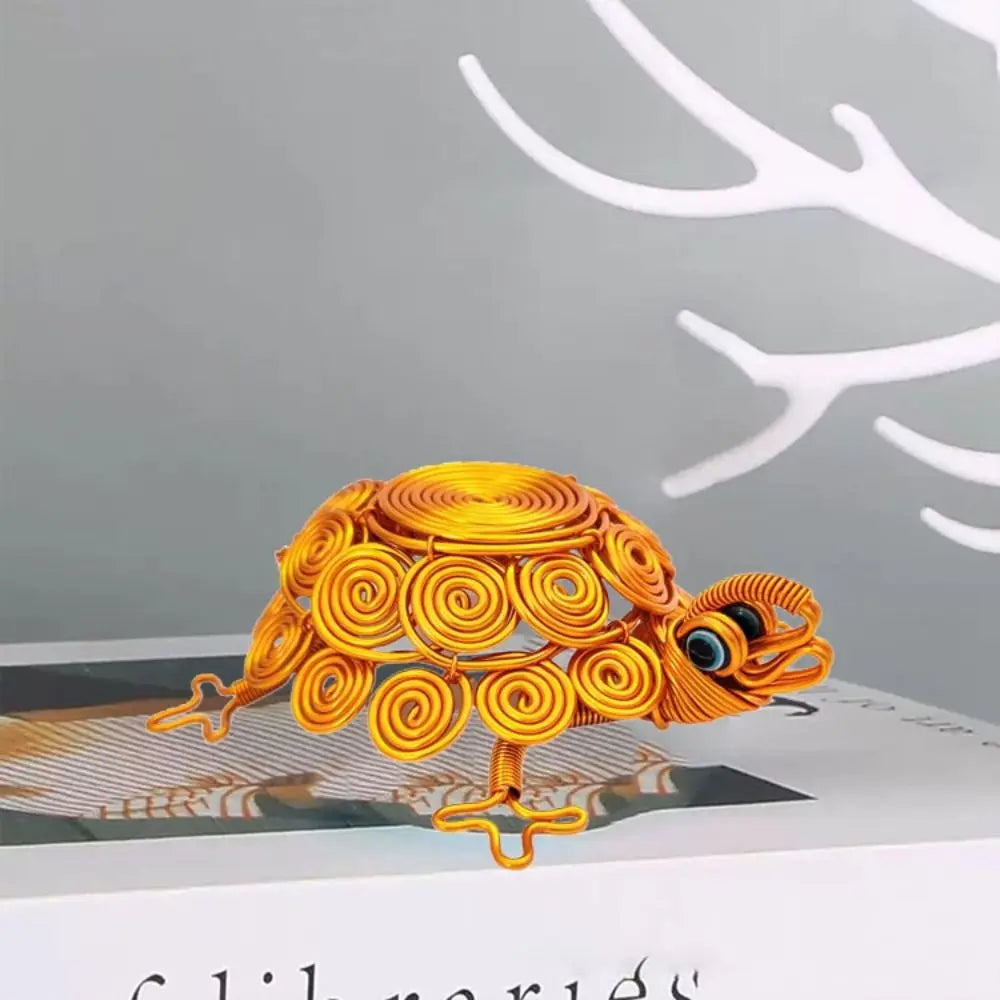 Sculpture Handmade Turtle Statue Woven Collectible Aluminum Wire Tortoise Figurine Crafts Cartoon Turtle Retro Ornaments