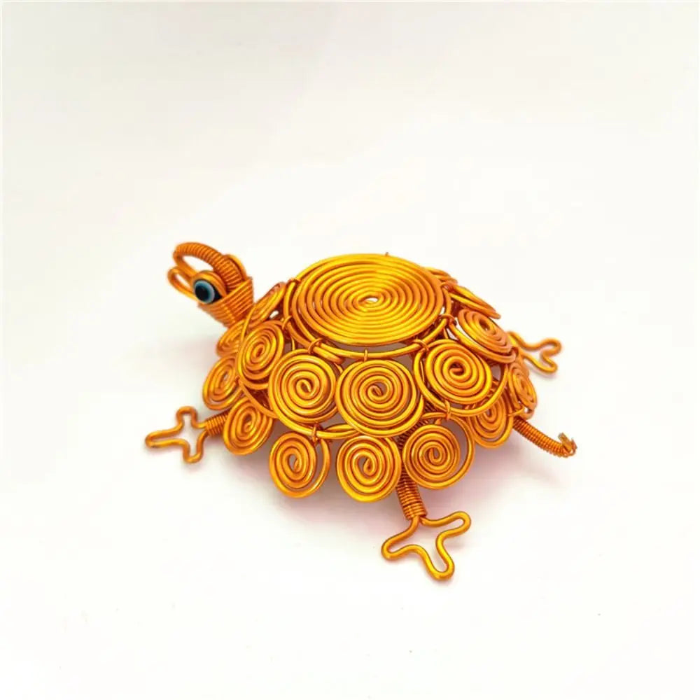 Sculpture Handmade Turtle Statue Woven Model Aluminum Wire Tortoise Figurine Lucky Crafts Turtle Retro Ornaments Children Toys