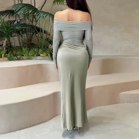 BOOFEENAA See Through Mesh Patchwork Black Long Dress Fall 2024 Sexy Elegant Off Shoulder Long Sleeve Cutout Dresses C66-EZ33 - Lootquake