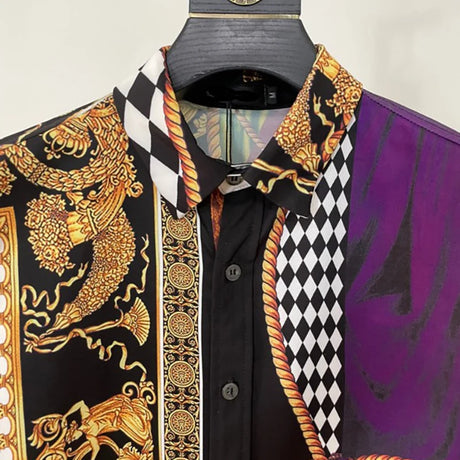 Luxury Royal Printed Shirts Men Casual Court Style Full Mens Social Paisley Shirt Manga Longa Prom Party Shirts Camisa Masculina - Lootquake