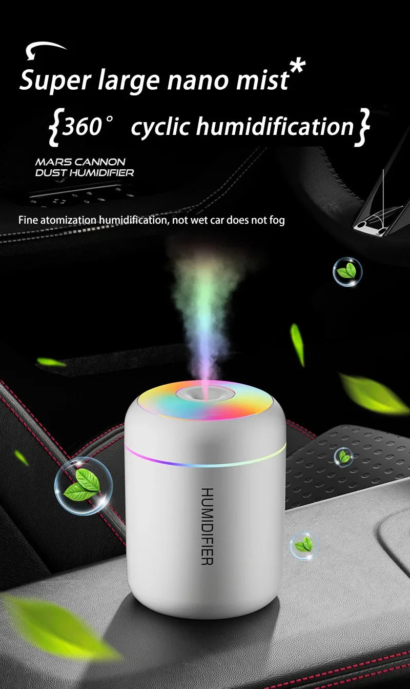 Mini Car Air Humidifier USB Electric Aroma Diffuser Essential Oil Purifier Aromatherapy Mist Maker Lights in Car Home