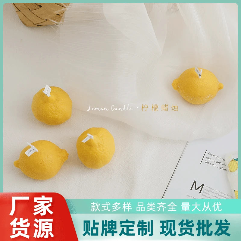 Bougie parfumée décorative au citron, cadeau d'anniversaire parfumé DIY, bougie imitation fruit