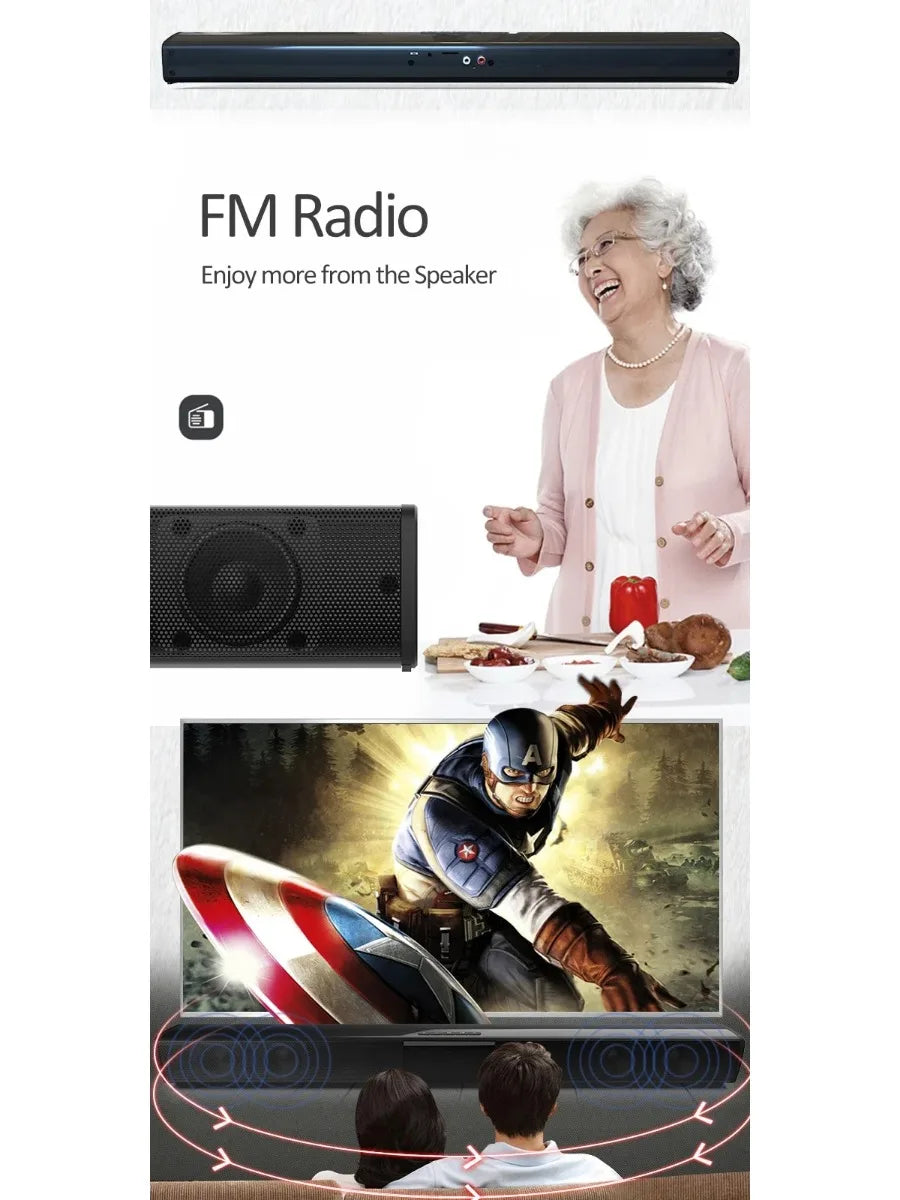 Potente altavoz inalámbrico Bluetooth para cine en casa, ordenador, TV, coche, caja de sonido, barra de sonido, graves potentes, subwoofer, radio, caja de sonido