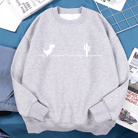 Network Malfunction Little Dinosaur Sweatshirts Men Women Casual Hoody Hip Hop Comfortable Streetwear Loose Warm Clothes Hoodies - Lootquake