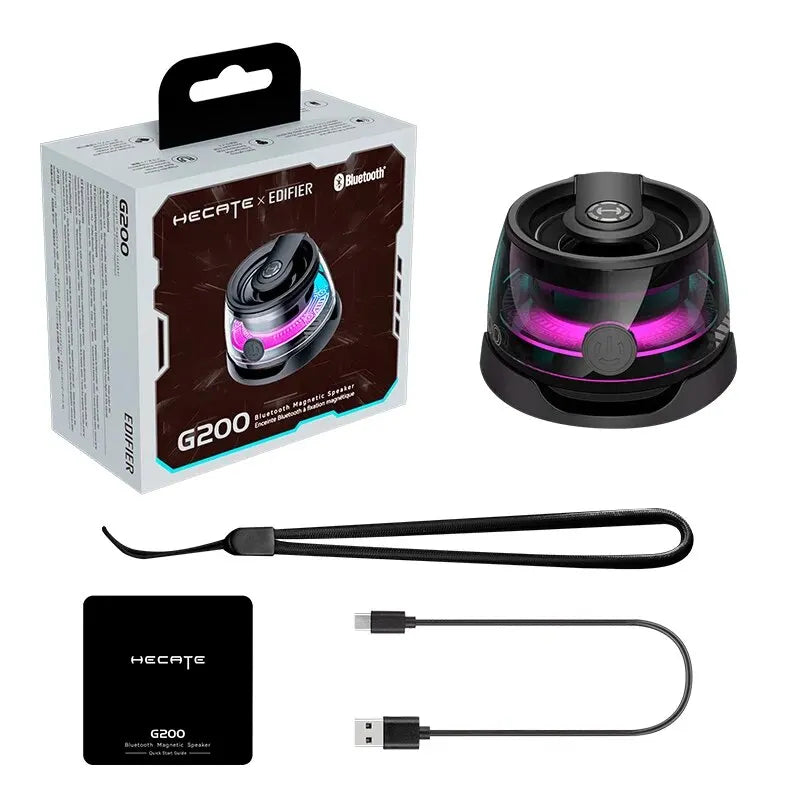 Enceinte Bluetooth portable Edifier HECATE G200, éclairage RGB, haut-parleur magnétique BT5.3, mini caisson de basses, autonomie de 7 heures, support pour téléphone