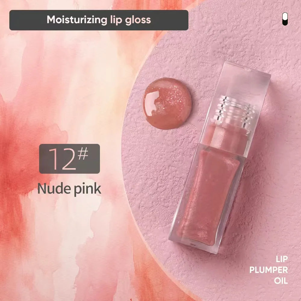 Private Label Clear Lipgloss Full Color Makeup Plumping Lip Oil Moisturizing Waterproof Lasting Lip Gloss Cosmetics Custom Bulk